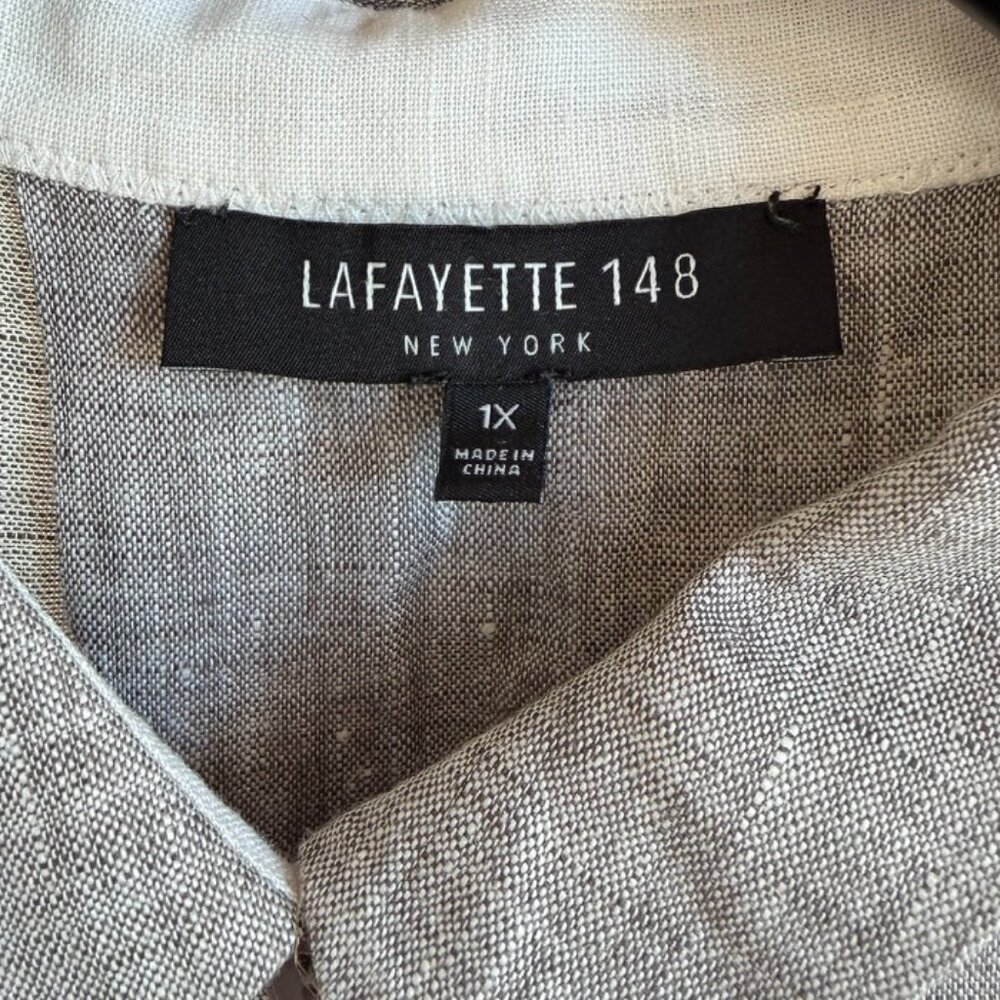 Gray Linen Short-Sleeved Blouse by Lafayette 148 NY - Picture 4 of 7